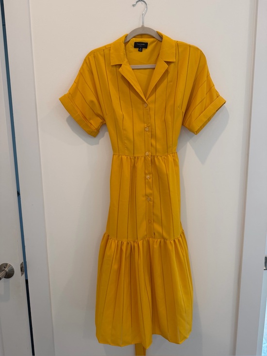 Tahari ASL Dresses & Skirts - Tahari ASL Mustard Yellow Button-Front Dress